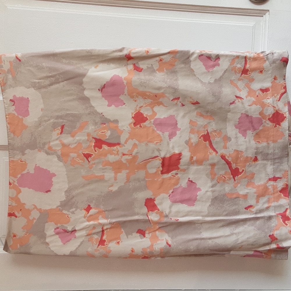 Ann Taylor Silk Skirt 10 Pencil Stretch Soft Red Pink Orange Colorful Lined